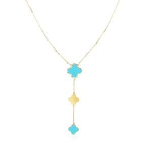 Turquoise Clover Lariat Necklace