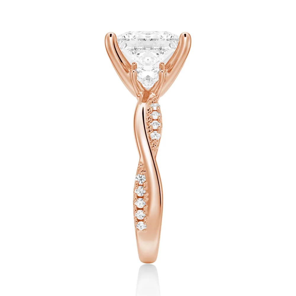 Twist Vine Princess-Cut Engagement Ring