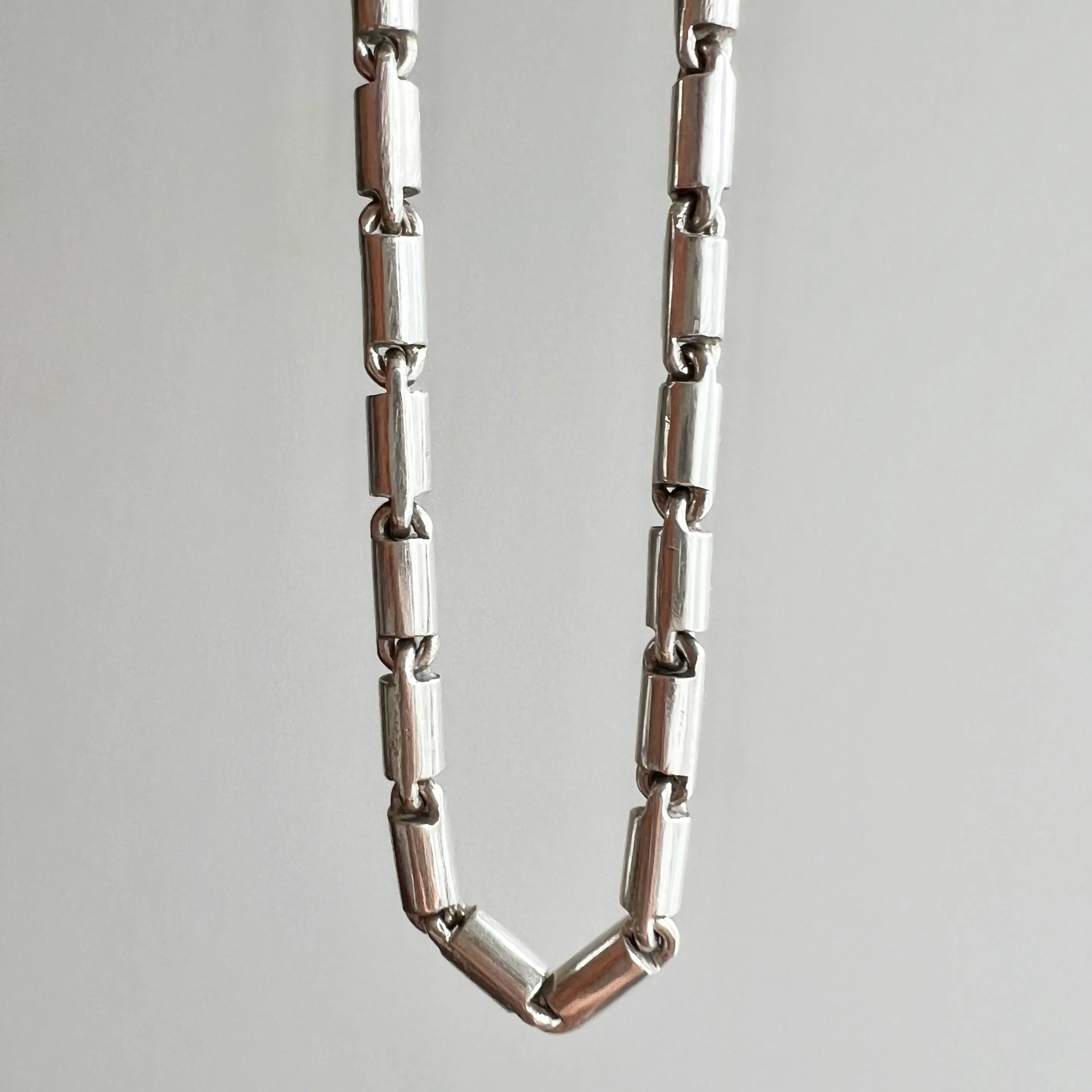 V I N T A G E // long and heavy baht / sterling silver Baht bar link chain / 27.25 74g