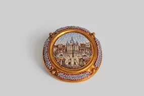 Victorian Saint Peter’s Micro Mosaic Brooch