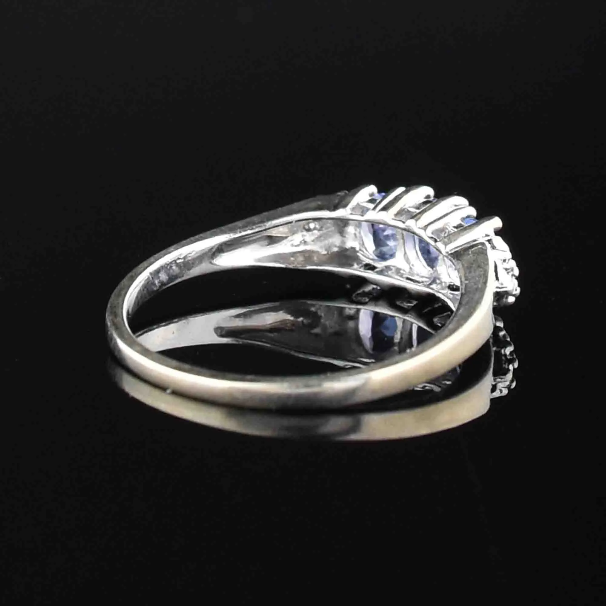 Vintage 10K White Gold Diamond Tanzanite Stacking Ring