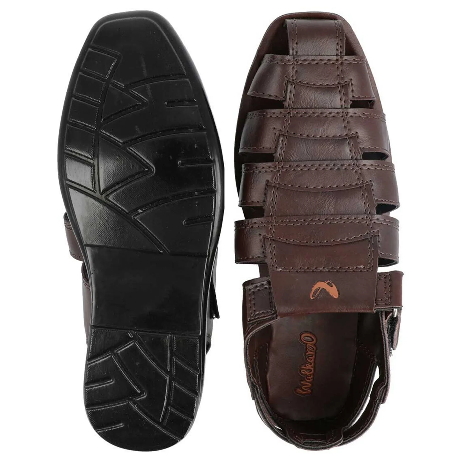 Walkaroo Men Solid Fisherman Sandals  - 13505 Brown