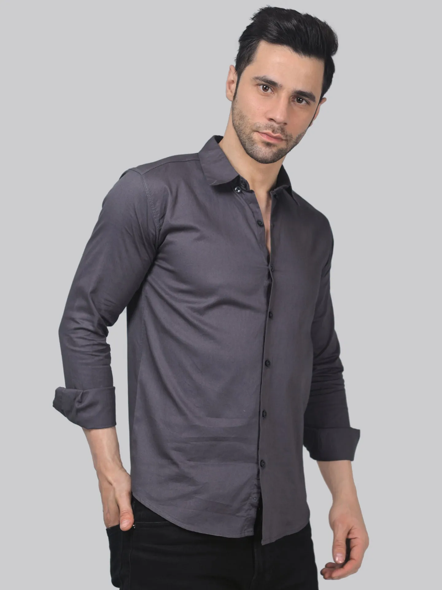 Whimsical TryBuy Premium Graphite Dress Shirt For Men