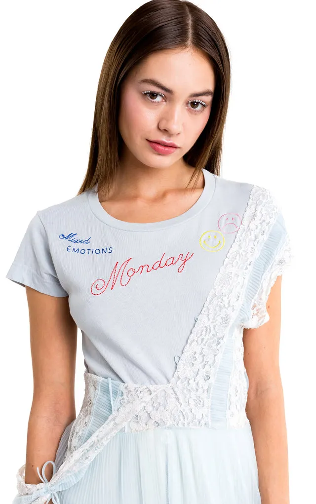 Wildfox No. 9 Monday Tee Shirt Blue Ribbon