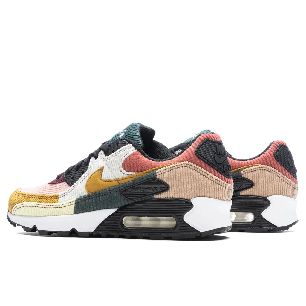 Women's Air Max 90 'Multi-Corduroy' - Black/Bronzine/Red Stardust