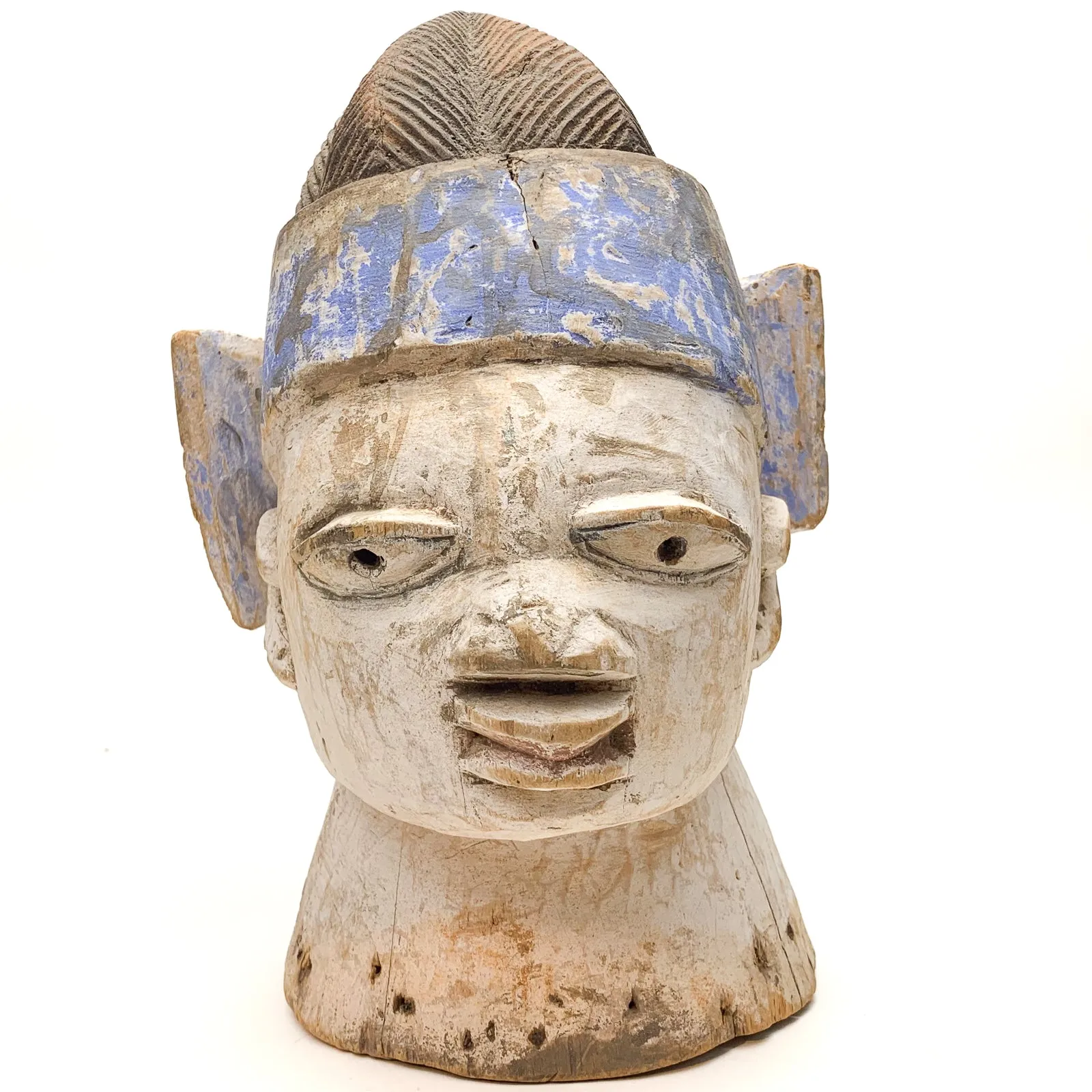 Yoruba Egungun Headdress with Kaolin Pigment, Nigeria #1157 PROVENANCE