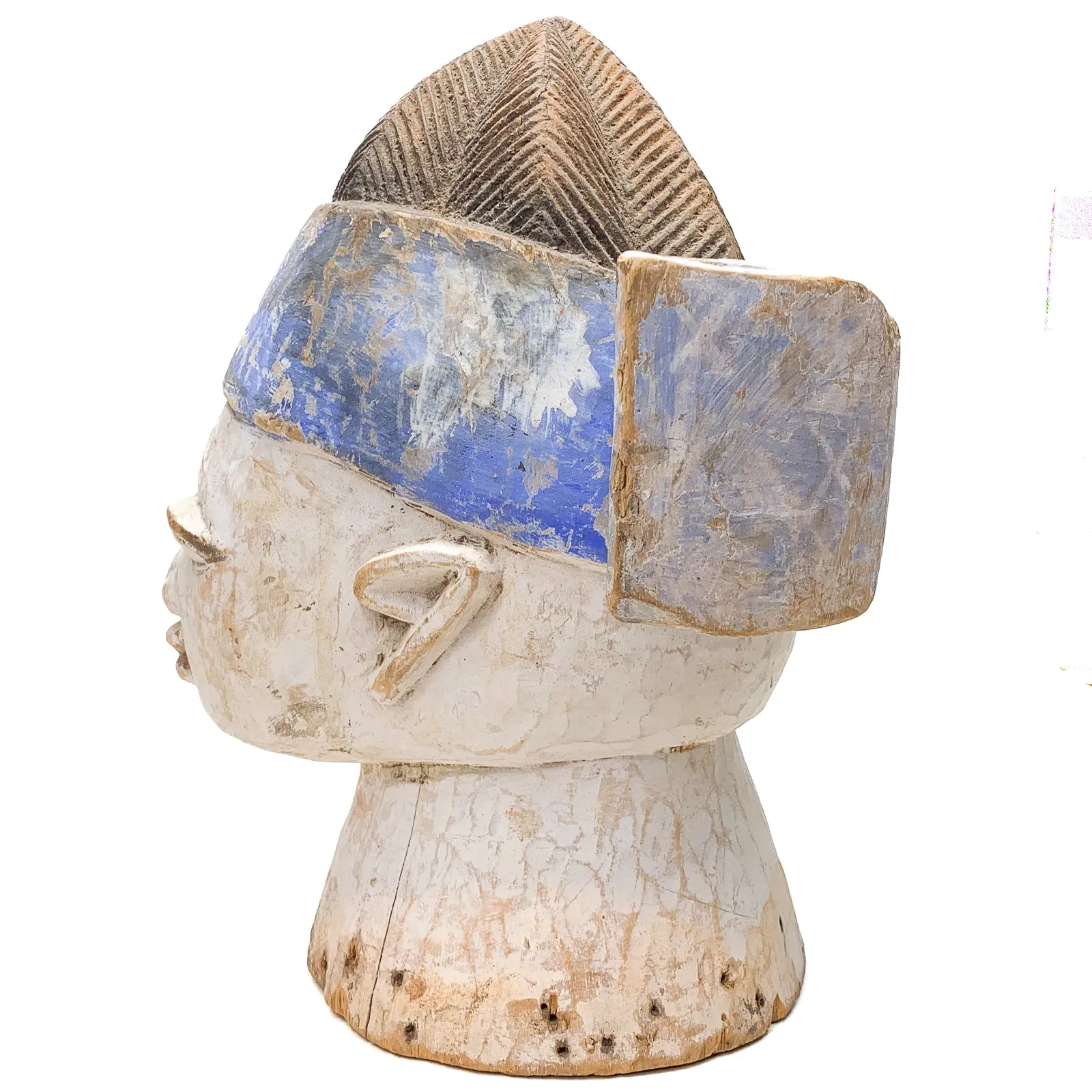 Yoruba Egungun Headdress with Kaolin Pigment, Nigeria #1157 PROVENANCE