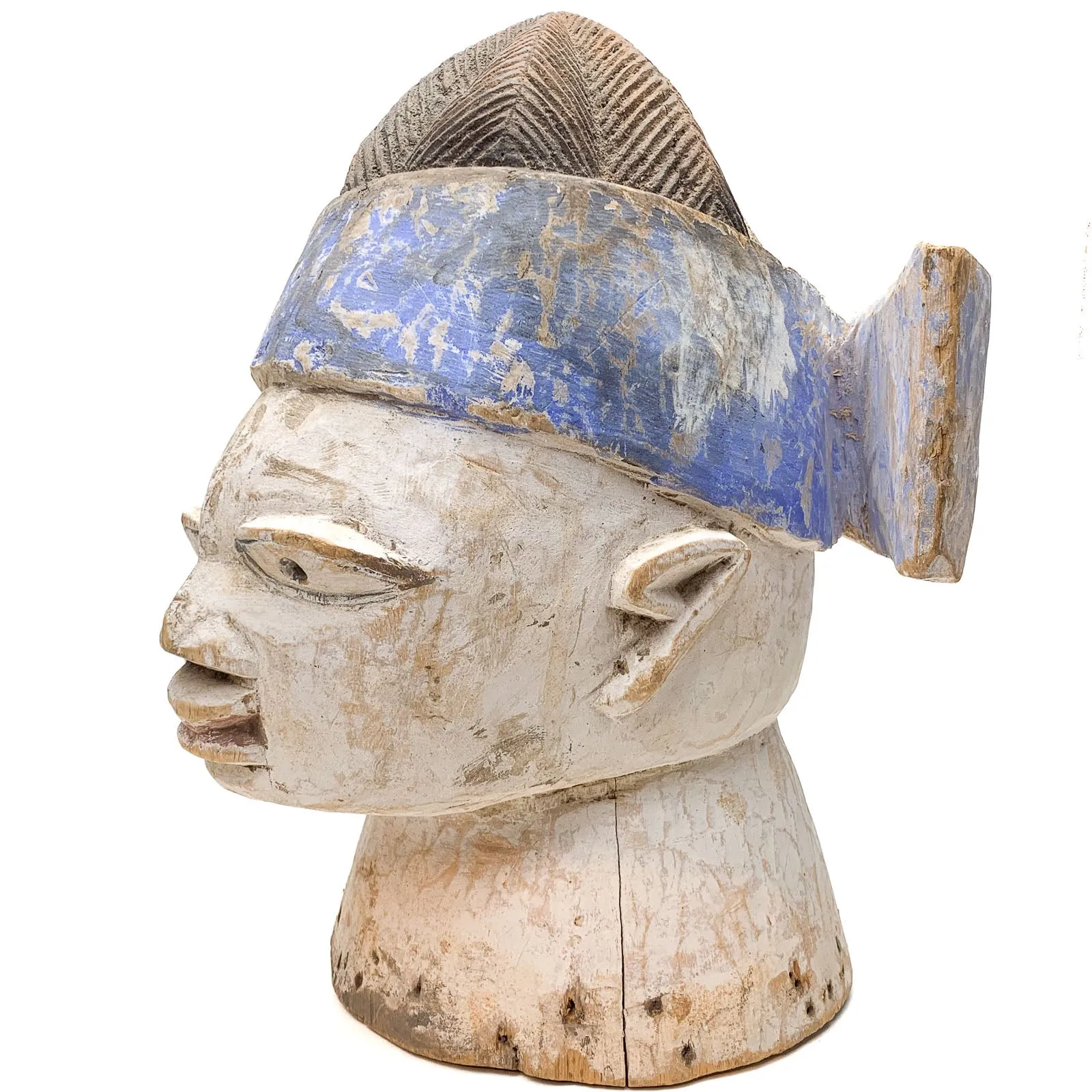 Yoruba Egungun Headdress with Kaolin Pigment, Nigeria #1157 PROVENANCE